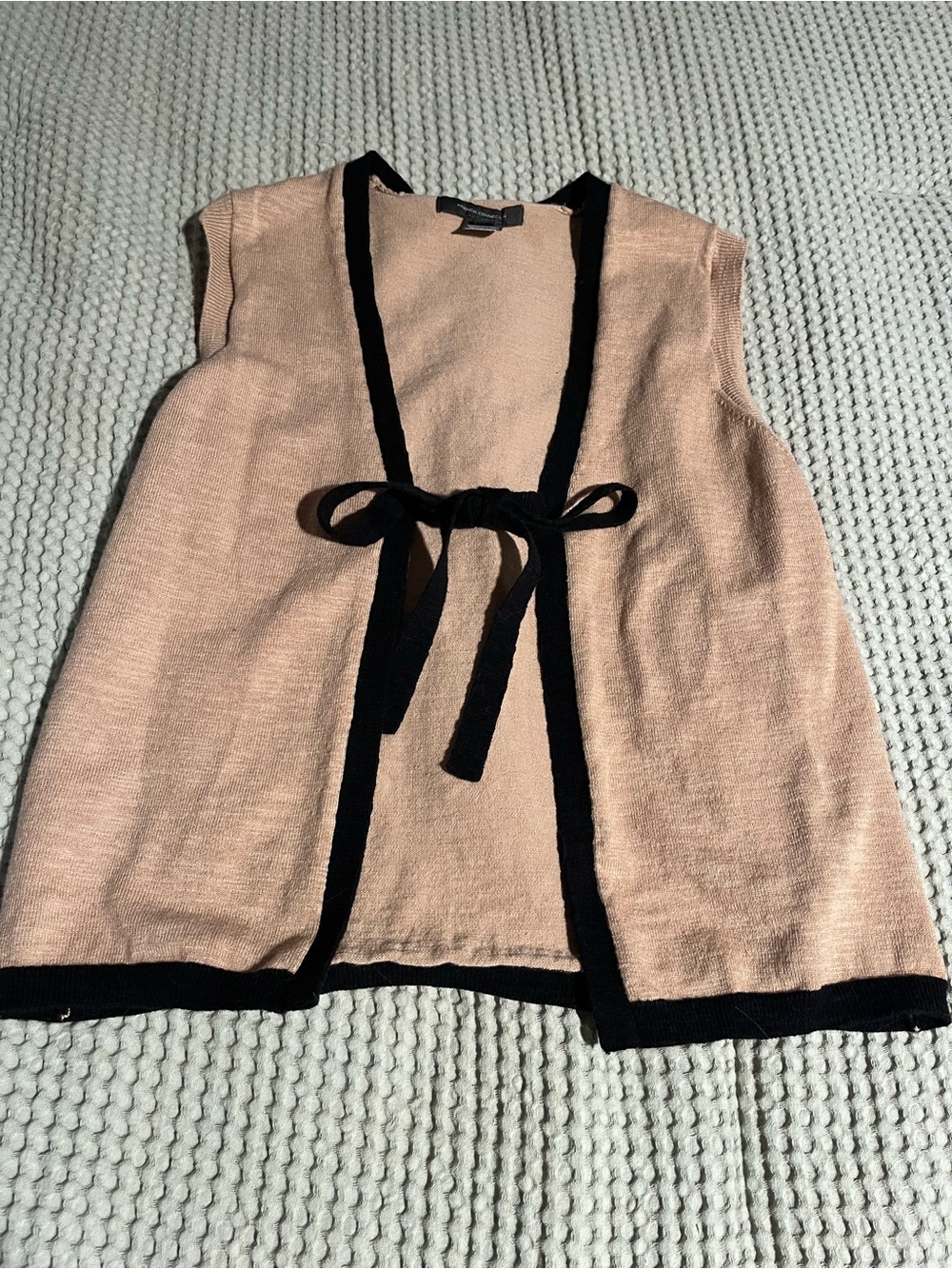 French Connection Sleeveless Knit Vest with Black Trim